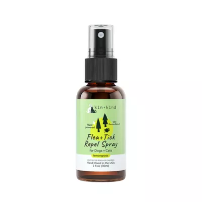 kin+kind Flea+Tick Repel Spray for Dogs, Natural Essential Oil, Lemon Grass Scent, 1 fl oz - Image 1