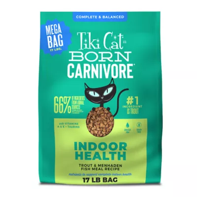 Tiki Cat® Born Carnivore® Indoor Health Dry Cat Food - High Protein, Non-GMO, Trout & Menhaden Fish - Image 1