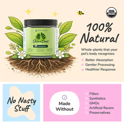 kin+kind Skin & Coat Supplement for Dog & Cat, with Omega-3 & 6, Supports Hydrated Skin, 4 & 8oz jar - Image 4
