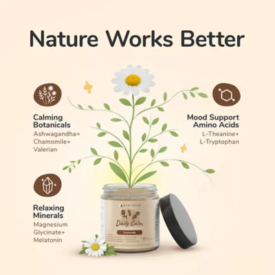 kin+kind Daily Calm Supplement for Dog & Cat, Calm & Relaxation Support, with Chamomile, 4 & 8oz jar - Image 3