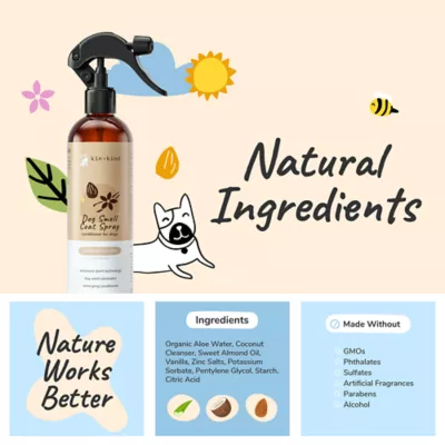kin + kind Pet Smell Coat Spray Conditioner For Dogs, Almond & Vanilla Scent- 12 Oz - Image 4