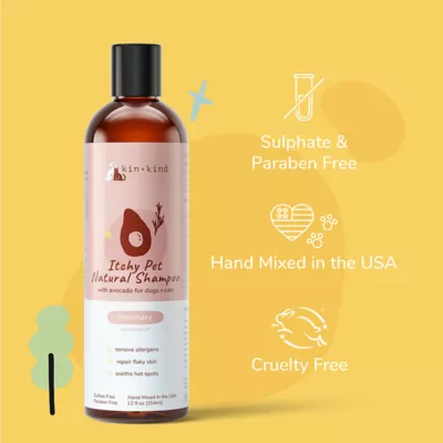 kin + kind Natural Shampoo For Itchy Cats & Dogs, Rosemary & Peppermint Scent Allergen Remover- 12Oz - Image 4
