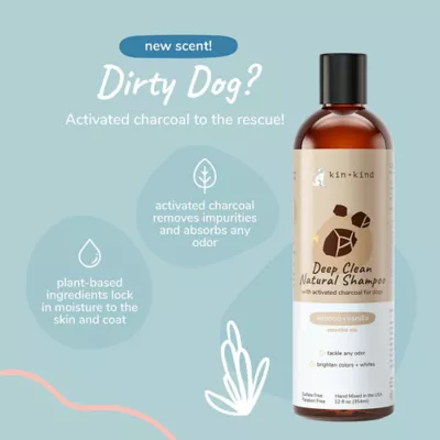 kin + kind Deep Clean Natural Shampoo W/ Activated Charcoal, Almond & Vanilla Scent- 12 Oz - Image 3