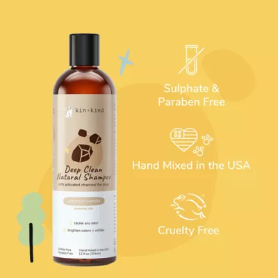 kin + kind Deep Clean Natural Shampoo W/ Activated Charcoal, Almond & Vanilla Scent- 12 Oz - Image 4