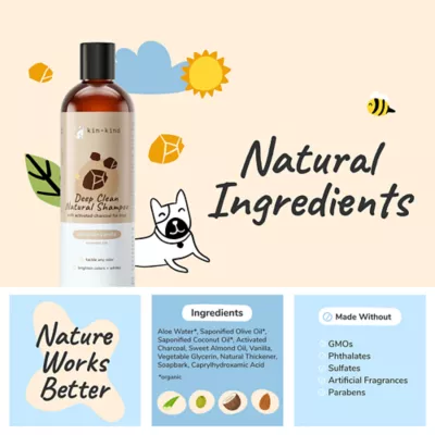 kin + kind Deep Clean Natural Shampoo W/ Activated Charcoal, Almond & Vanilla Scent- 12 Oz - Image 5