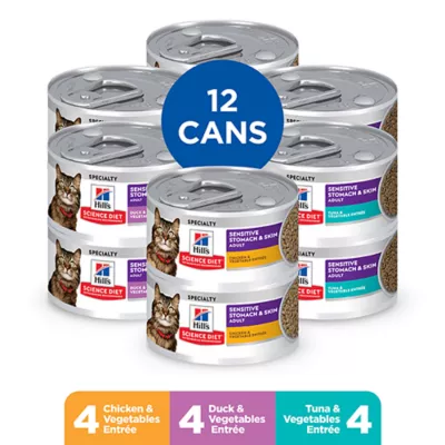 Hill's Science Diet Adult Wet Cat Food - Sensitive Stomach & Skin, Variety Pack, 12 ct, 34.8 Oz - Image 2