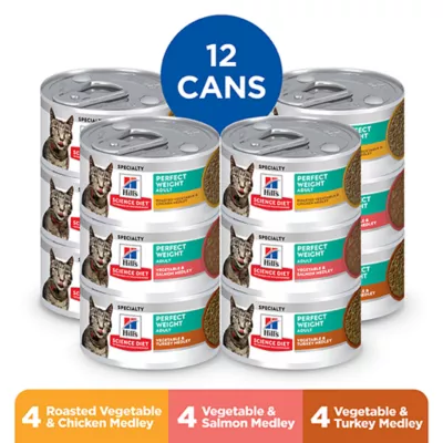 Hill's Science Diet Adult Wet Cat Food - Perfect Weight, Variety Pack, 12 Ct, 34.8 Oz - Image 2