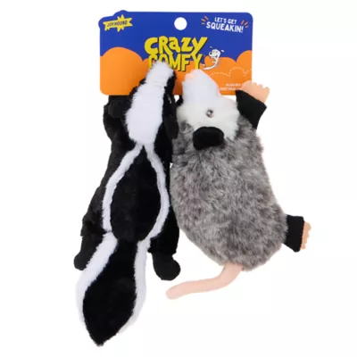 Joyhound Realistic Plush Possum & Skunk Squeaky Plush Dog Toy 2 Pack