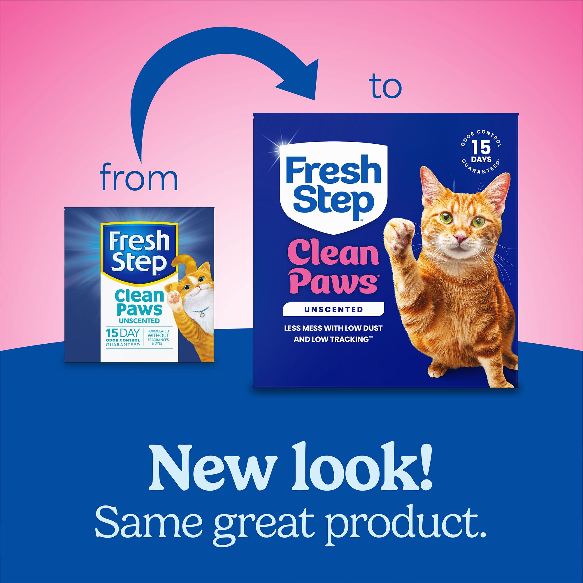Fresh Step Clean Paws Multi-Cat Clay Unscented Cat Litter, Clumping - thumbnail 2