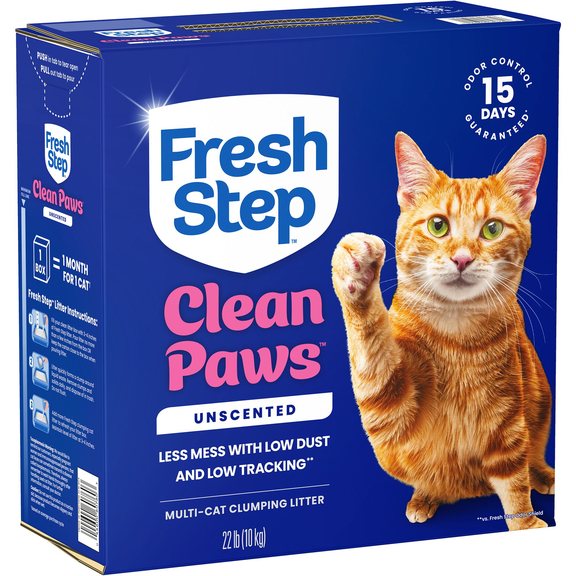 Fresh Step Clean Paws Multi-Cat Clay Unscented Cat Litter, Clumping - thumbnail 3