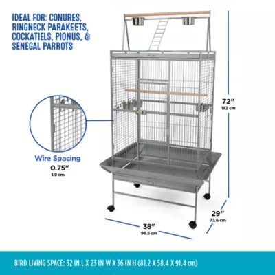 All Living Things® Playtop Pet Bird Cage for Conures & Large Birds - Image 2