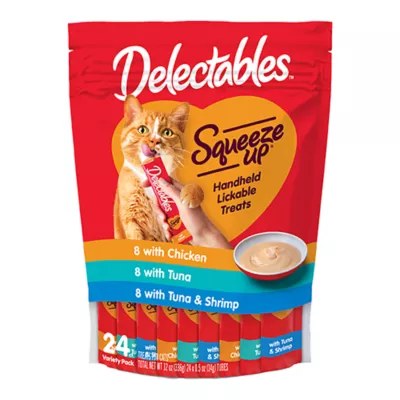 Hartz Delectables™ Squeeze Up® Lickable Cat Treat - Chicken, Tuna, & Shrimp Variety Pack, 24 C - Image 1