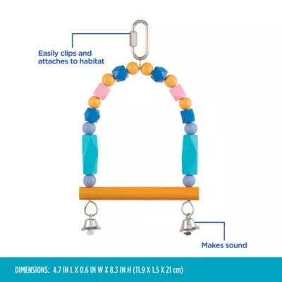 All Living Things® Beaded Wood Swing - Pet Bird Cage Swing for Small Birds - Image 3