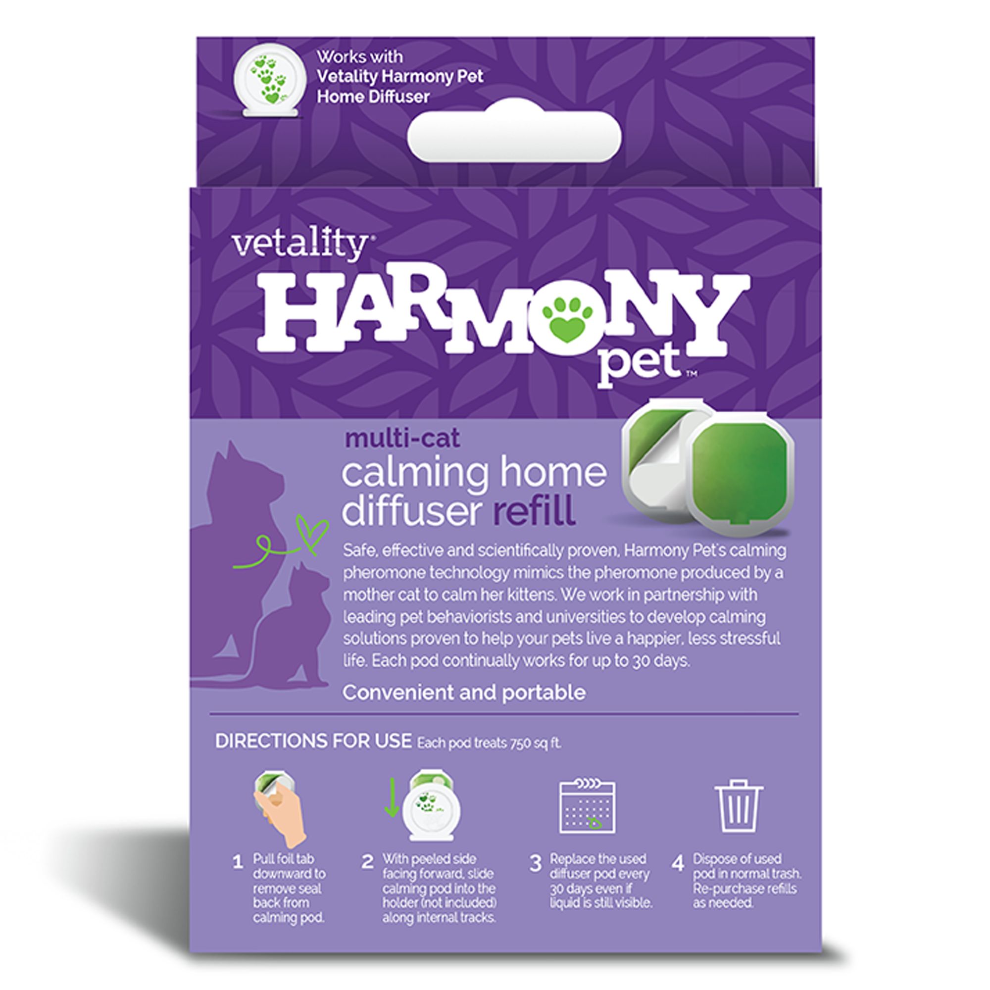 Vetality Cat Harmony Pet Calming Home Diffuser Refill, Stress & Anxiety Relief, 2 Count - thumbnail 2
