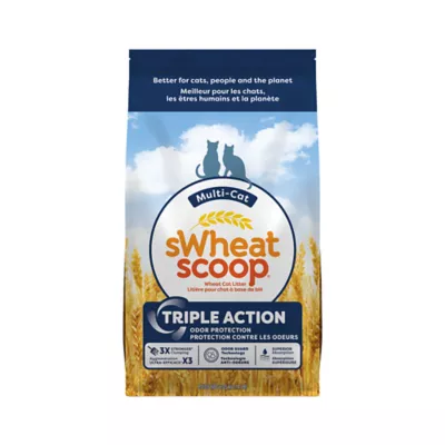 sWheat Scoop Triple Action Multi-Cat Wheat Litter - Unscented, Low Dust, Natural, Eco-Friendly - Image 1
