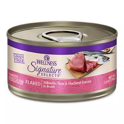 Wellness® Signature Selects Adult Cat Wet Food - Grain Free, Flaked, 2.8 Oz - Image 1