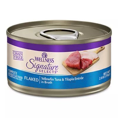 Wellness® Signature Selects Adult Cat Wet Food - Grain Free, Flaked, 2.8 Oz - Image 1