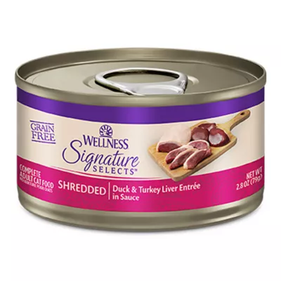 Wellness® Signature Selects Adult Cat Wet Food - Grain Free, Shredded, 2.8 Oz - Image 1