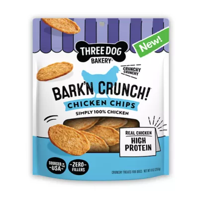Three Dog Bakery Bark N' Crunch All Life Stages Dog Treats - Chicken Chips 8 oz - Image 1