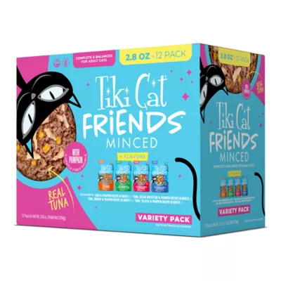 Tiki Cat Friends Adult Wet Cat Food - Grain Free, Fish With Pumpkin, Variety Pack, 12 Ct Pouches - Image 1