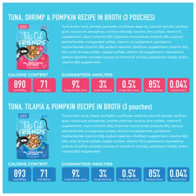 Tiki Cat Friends Adult Wet Cat Food - Grain Free, Fish With Pumpkin, Variety Pack, 12 Ct Pouches - Image 4