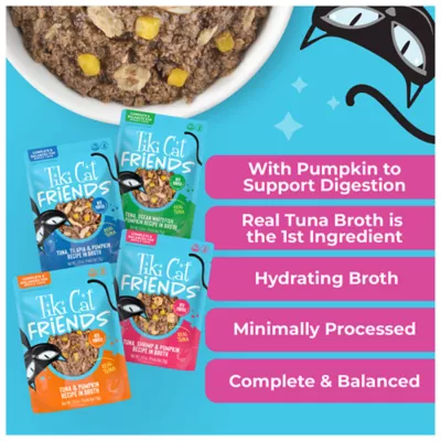 Tiki Cat Friends Adult Wet Cat Food - Grain Free, Fish With Pumpkin, Variety Pack, 12 Ct Pouches - Image 6
