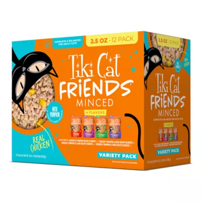 Tiki Cat Friends Adult Wet Cat Food - Grain Free, Chicken With Pumpkin, Variety Pack, 12 Ct Pouches - Image 1