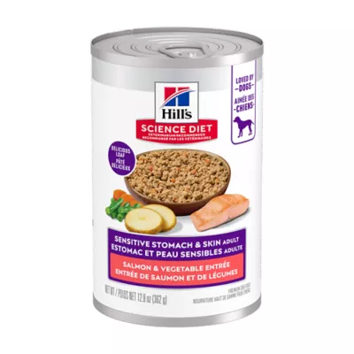 Hill's Science Diet Adult Dog Wet Food, Salmon & Vegetable Entrée, 12 x 363 g - Image 1