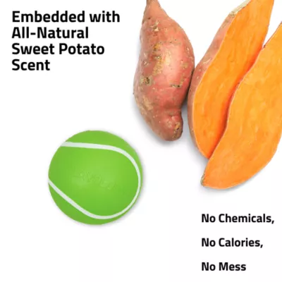 Playology Sweet Potato Scented Squeaky Chew Ball Dog Toy, Small 3-Pack - Image 4
