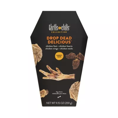 Thrills & Chills Drop Dead Delicious Dog Chews Variety Pack - Chicken Feet, Wings, Hearts & Necks - Image 1