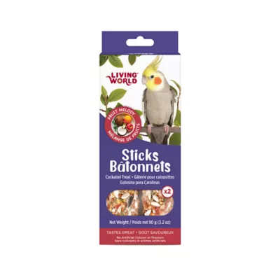 Living World Sticks, Cockatiel Treat, Fruit Melody, 2-sticks - Image 1
