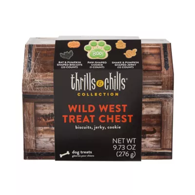 Thrills & Chills Wild West Treat Chest Assorted Dog Biscuits, Jerky & Cookies 9.7 OZ - Image 1
