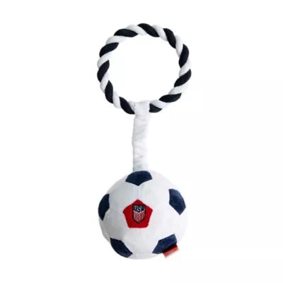 US Soccer Ball Plush With Rope Dog Toys - Image 1