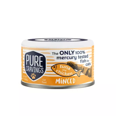 Pure Cravings Mercury Tested Adult Cat Wet Food - Grain Free, Minced, 3 Oz - Image 1