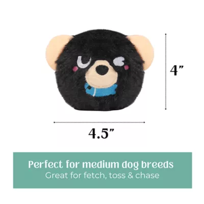 HugSmart® Squeaky Spiky Ball Plush Black Bear Canada Dog Toy - Image 2