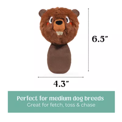HugSmart® Squeaky Spiky Ball Plush Beaver Canada Dog Toy - Image 2