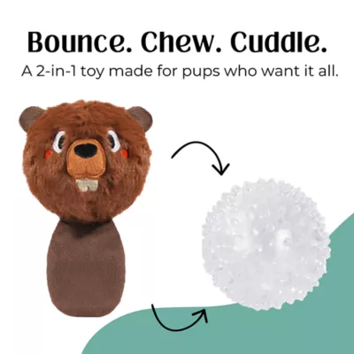 HugSmart® Squeaky Spiky Ball Plush Beaver Canada Dog Toy - Image 3