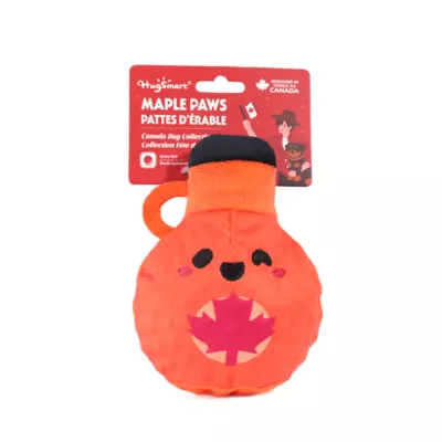 HugSmart® Squeaky Spiky Ball Plush Maple Syrup Canada Dog Toy - Image 4