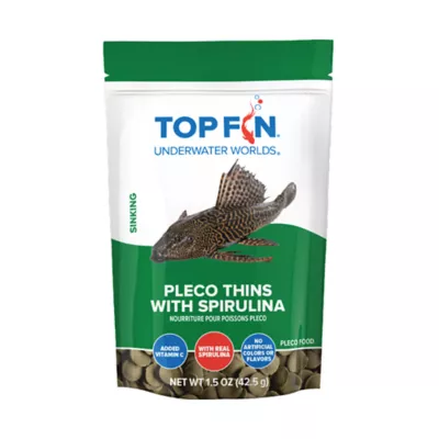 Top Fin® Pleco Thins Fish Food with Spirulina - Bottom Feeder Fish Food - 1.5-3 oz - Image 1