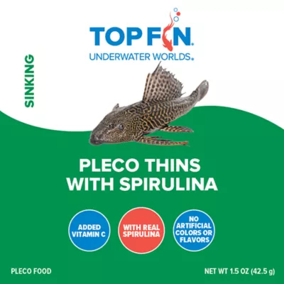 Top Fin® Pleco Thins Fish Food with Spirulina - Bottom Feeder Fish Food - 1.5-3 oz - Image 2