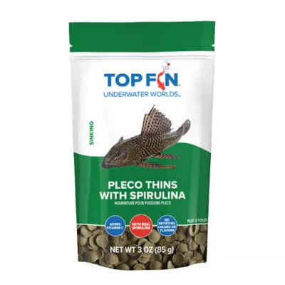 Top Fin® Pleco Thins Fish Food with Spirulina - Bottom Feeder Fish Food - 1.5-3 oz - Image 1