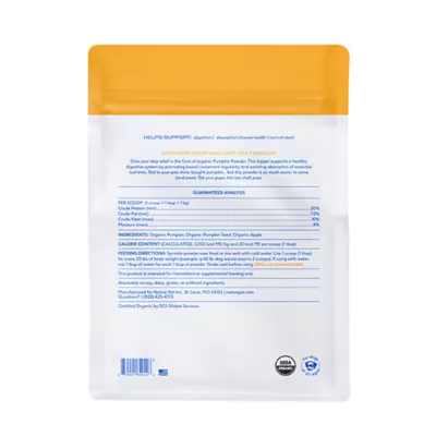 Native Pet Dog Organic Pumpkin Fiber Powder Digestive Supplement, Natural & Organic, 8-32oz - Image 2