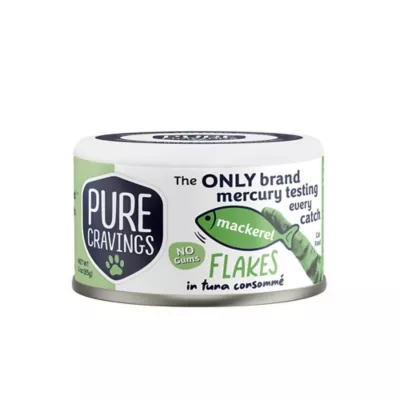 Pure Cravings Mercury Tested Adult Cat Wet Food - Grain Free, Flakes in Consomme, 3 Oz - Image 1