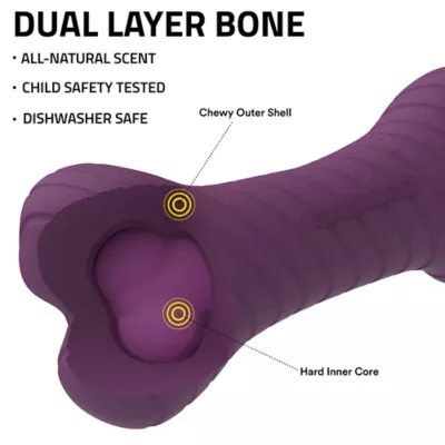 Playology® Bacon Scented Dual Layer Bone Dog Toy, Small - Image 2