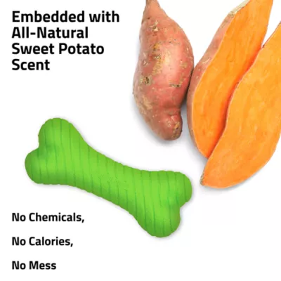 Playology Sweet Potato Scented Dual Layer Bone Dog Toy, Small - Image 4