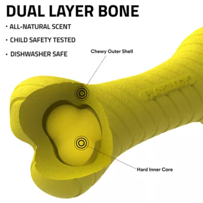 Playology® Chicken Scented Dual Layer Bone Dog Toy, Small - Image 2
