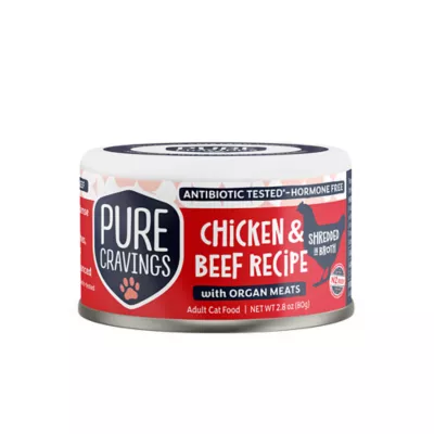 Pure Cravings Mercury Tested Adult Wet Cat Food - Grain Free, Shredded in Broth, 2.8 Oz. - Image 1