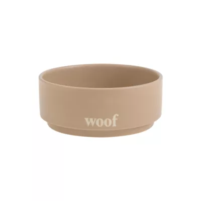 Top Paw® Tan Woof Ceramic Dog Bowl 12oz, 27oz, 64oz - Image 1