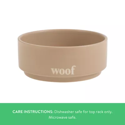 Top Paw® Tan Woof Ceramic Dog Bowl 12oz, 27oz, 64oz - Image 3