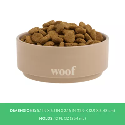 Top Paw® Tan Woof Ceramic Dog Bowl 12oz, 27oz, 64oz - Image 4